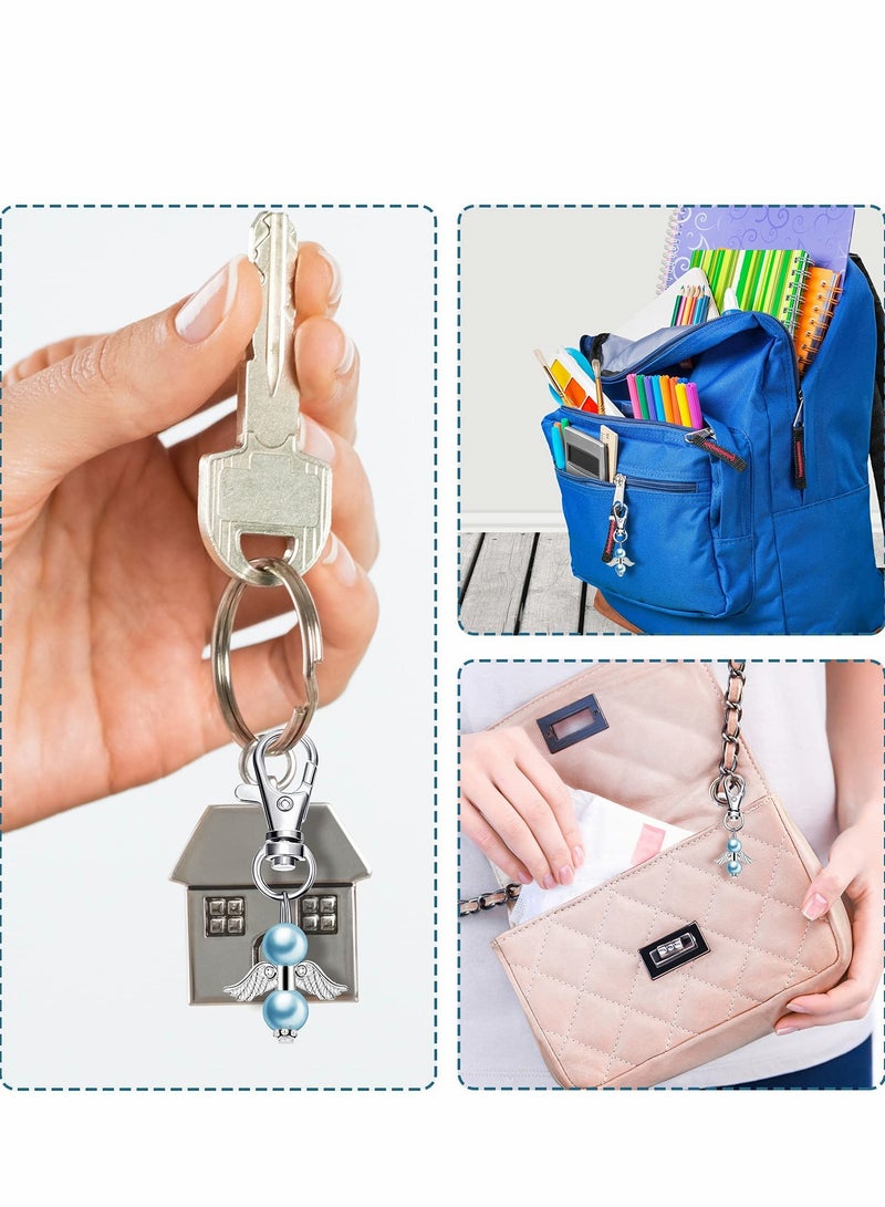 50 Pcs Baby Shower Keychain Favors with Organza Bags & Thank You Tags - Perfect for Girls' Bridal, Baptism & Birthday Parties (Blue) - Image 2