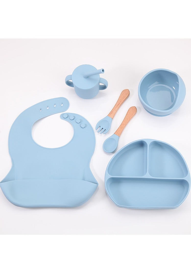 loyal Baby Feeding Set, 9Pcs Silicone Baby Tableware Set with Suction Bowl, Divided Plate, Spoon and Fork Adjustable Bib Food Grade, Baby Weaning Set - Image 5