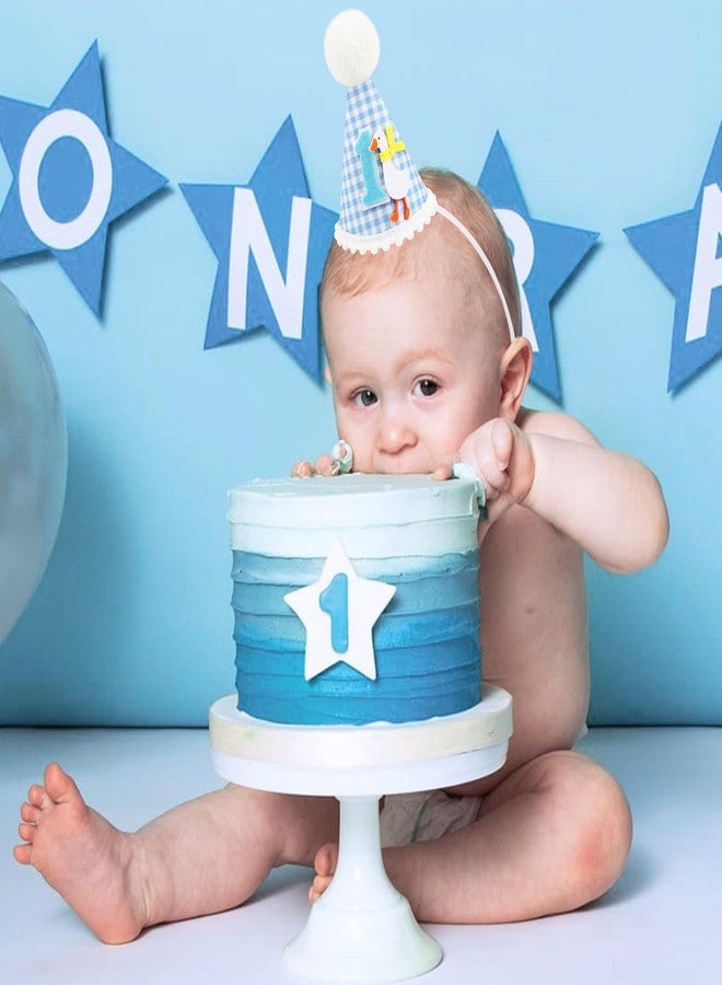 Pinsit One Silly Goose First Birthday Hat, Silly Goose 1st Birthday Party Hat for Boys, Blue Gingham Party Decorations(Blue) - Image 5