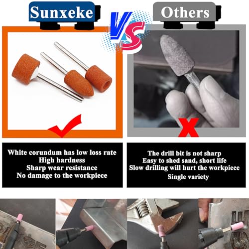 Sunxeke 442 Pieces Sanding Drums Kit for Dremel Rotary Tool,Drum Sander Sleeves 376pcs (80 120 240 320 400 600Grit),24Pcs Drum Mandrels and 42 Sanding Bits,Sanding Bits Tool Accessories with Box - Image 5