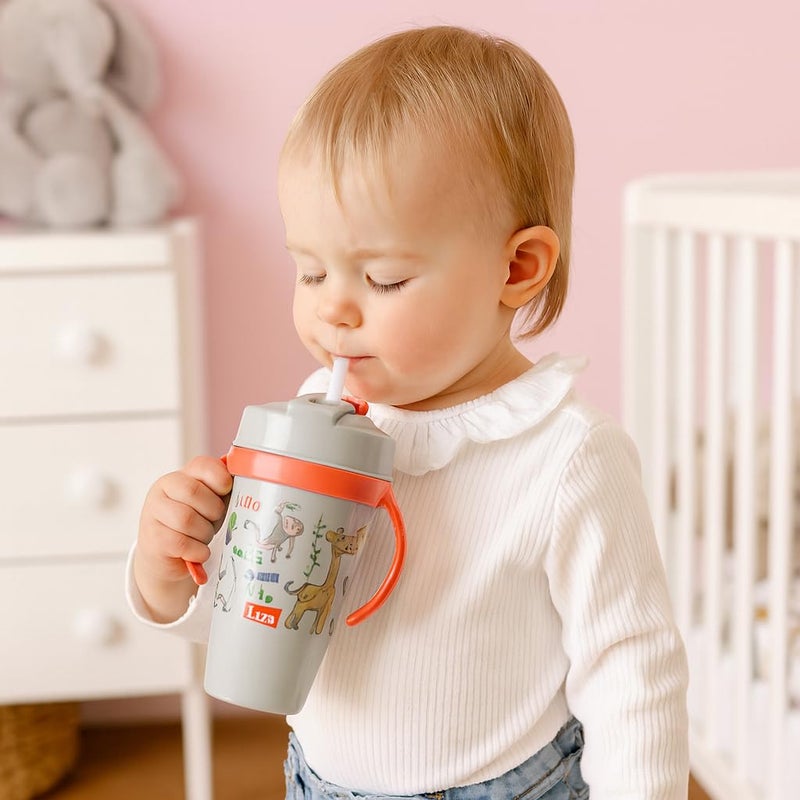 Nabhya Snoozy Stainless Steel Water Sipper Bottle, BPA-Free Multi Cartoon Design Baby Sipper Kids Water Bottle with Straw and Both Side Handle Sipper Bottle for Kids (White) - Image 3