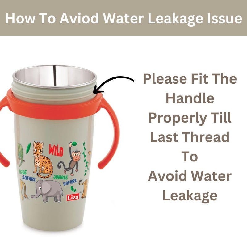 Nabhya Snoozy Stainless Steel Water Sipper Bottle, BPA-Free Multi Cartoon Design Baby Sipper Kids Water Bottle with Straw and Both Side Handle Sipper Bottle for Kids (White) - Image 2