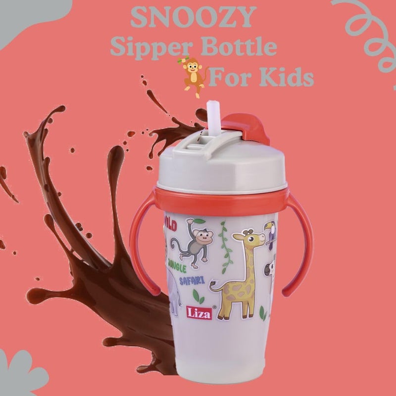 Nabhya Snoozy Stainless Steel Water Sipper Bottle, BPA-Free Multi Cartoon Design Baby Sipper Kids Water Bottle with Straw and Both Side Handle Sipper Bottle for Kids (White) - Image 5