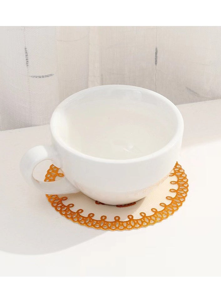 BenQuand Lace PVC Golden Plastic Coaster, Bowl Coaster Cloth Gold Placemats Coffee Cup Mat Coaster  Suitable for Wedding Parties  4 inch  - Image 2