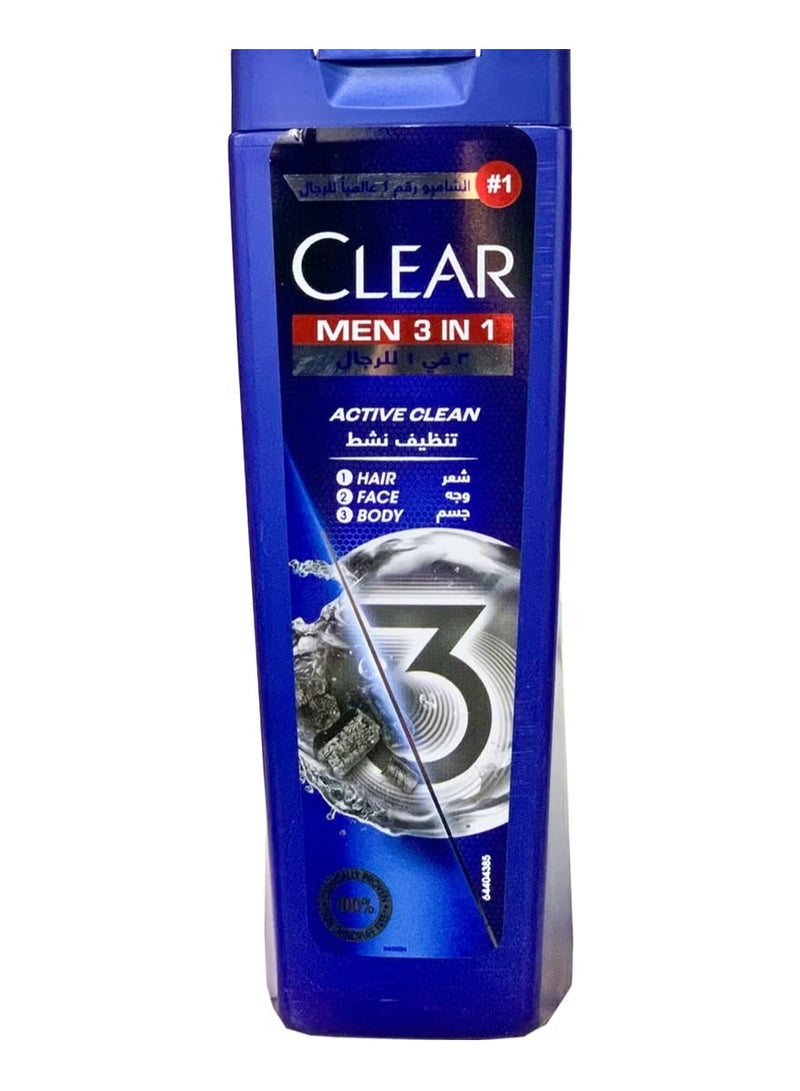 Clear Men Shampoo For Hair Body & Face 180 Ml (May vary package)