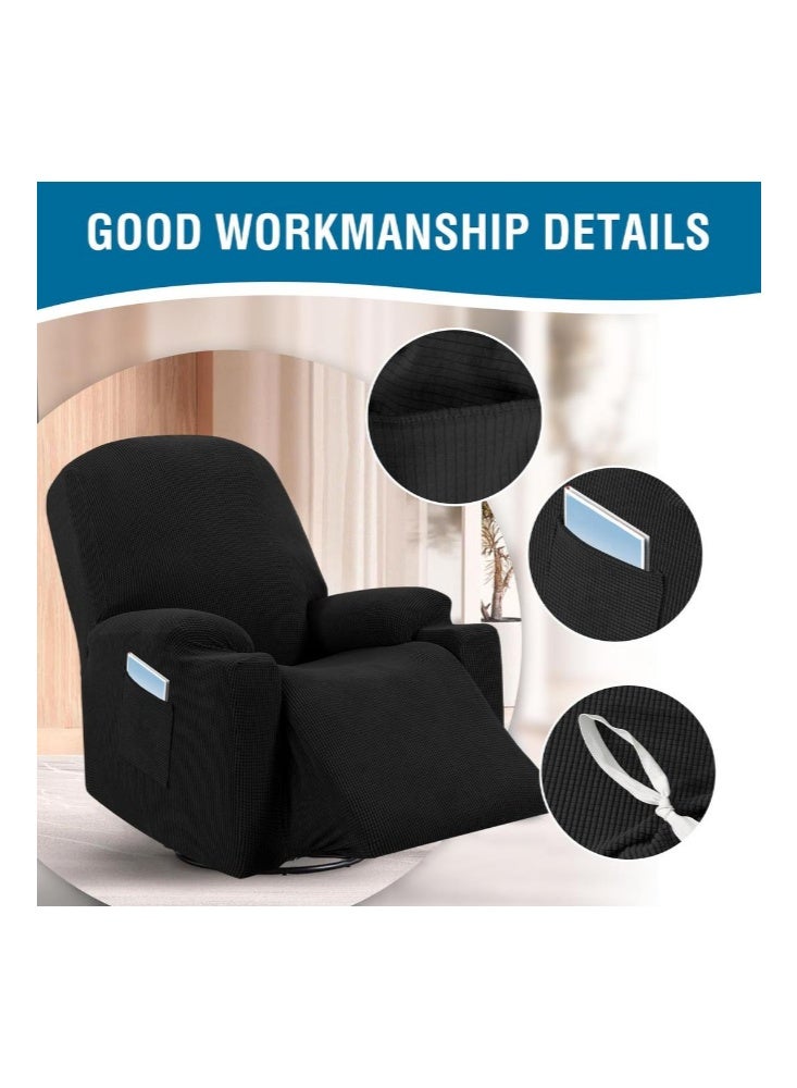 تيلانبو 4 قطع/مجموعة من أغطية كراسي الاسترخاء الجاكار، واقي لأغطية الأريكة المتكئة، أسود - Image 3
