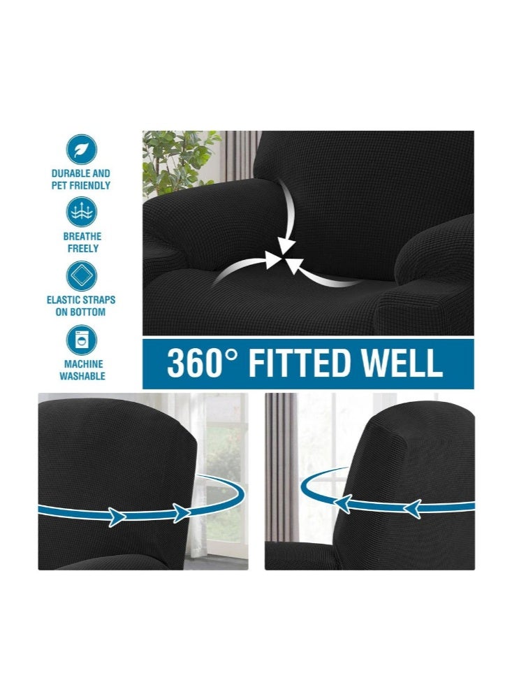 تيلانبو 4 قطع/مجموعة من أغطية كراسي الاسترخاء الجاكار، واقي لأغطية الأريكة المتكئة، أسود - Image 4