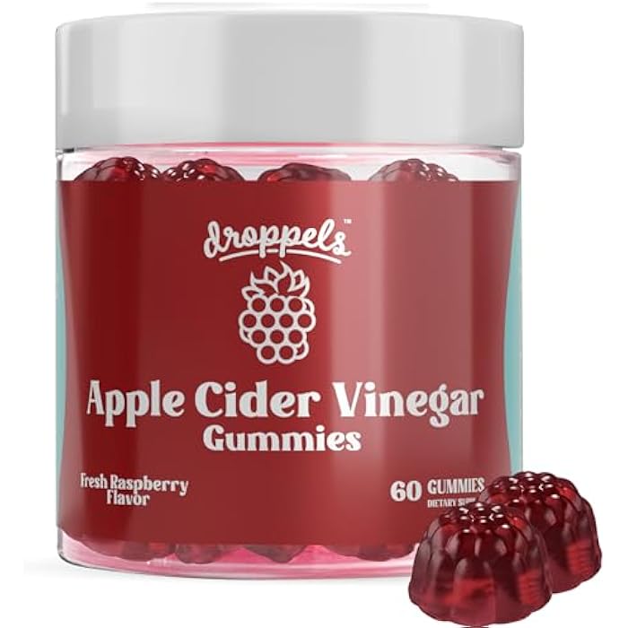 Droppels Apple Cider Vinegar Gummies 1000mg with Beet Root & Pomegranate | Non-GMO, Vegan-Friendly, Gluten Free | Supports Digestion, Metabolism, Energy & Immune Health | Raspberry Flavor - Image 1
