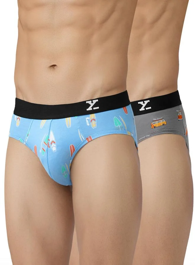 XYXX Pack of 2 - Men Surf Cotton Printed Briefs
