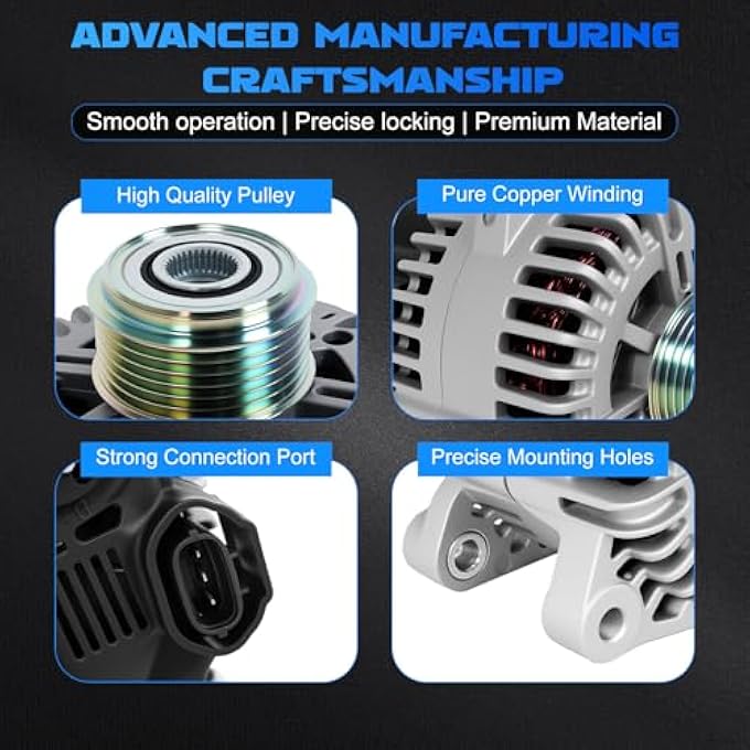 YOMALL Alternator 11492 for Hyundai Sonata 2010-2013 & Tucson 2010-2013 2.4L for Forte 2010-2013 2.0L & Optima/Sportage 2011-2013 2.4L 110A 6PK 37300-2G400 37300-2G150 37300-25600 - Image 4