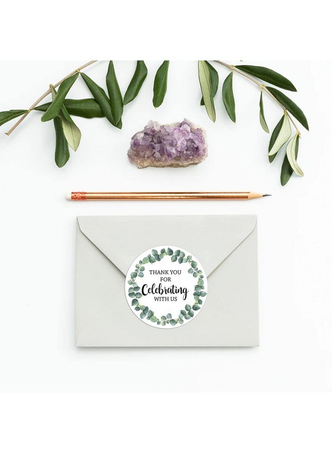 EKSPLODI Thank You for Celebrating with Us Stickers, Greenery Thank You Party Favor Stickers, Baby Shower Favors, Wedding Favors, 2-inch Round Gift Label Stickers, 50-Pack - Image 4
