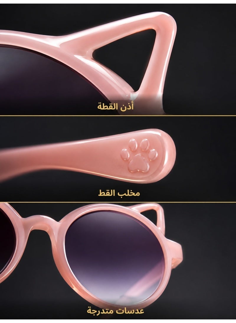 Small Cat Ear UV380 Sunglasses for Kids Girls, Full Frame Cat Eye Sun Glasses with UV Protection Resin Lenses and Frame - Image 5