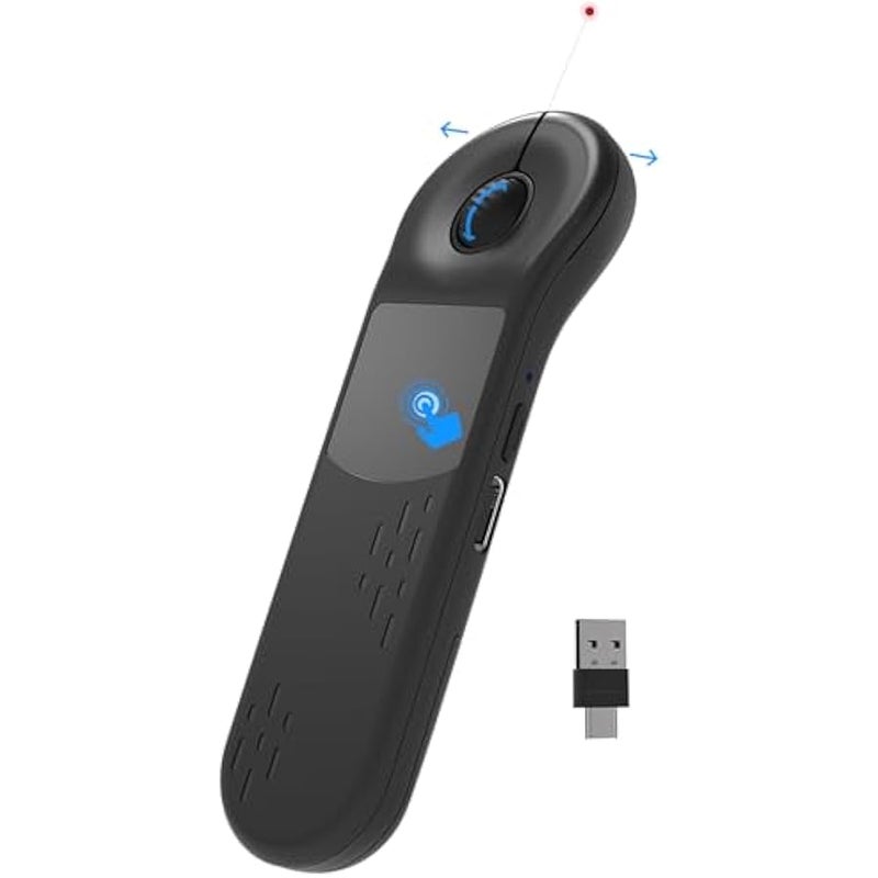 أنكوفو ماوس الهواء للكمبيوتر الشخصي / iOS / Android مع لوحة لمس عرض لاسلكي قابل لإعادة الشحن لمؤشر PPT بلوتوث 2.4G التحكم عن بعد لـ PowerPoint / Keynote / Tiktok / الكاميرا (أسود) - Image 1