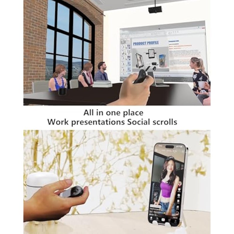 أنكوفو ماوس الهواء للكمبيوتر الشخصي / iOS / Android مع لوحة لمس عرض لاسلكي قابل لإعادة الشحن لمؤشر PPT بلوتوث 2.4G التحكم عن بعد لـ PowerPoint / Keynote / Tiktok / الكاميرا (أسود) - Image 5
