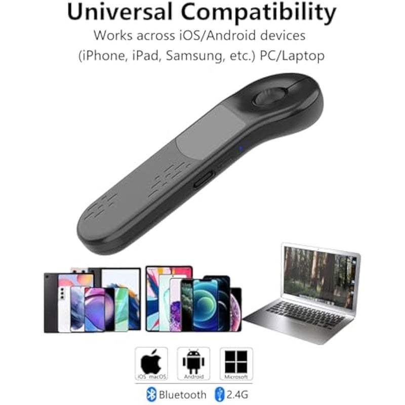 أنكوفو ماوس الهواء للكمبيوتر الشخصي / iOS / Android مع لوحة لمس عرض لاسلكي قابل لإعادة الشحن لمؤشر PPT بلوتوث 2.4G التحكم عن بعد لـ PowerPoint / Keynote / Tiktok / الكاميرا (أسود) - Image 2