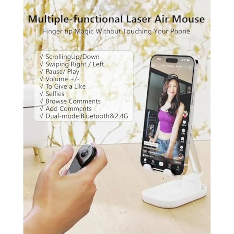 أنكوفو ماوس الهواء للكمبيوتر الشخصي / iOS / Android مع لوحة لمس عرض لاسلكي قابل لإعادة الشحن لمؤشر PPT بلوتوث 2.4G التحكم عن بعد لـ PowerPoint / Keynote / Tiktok / الكاميرا (أسود) - Image 4