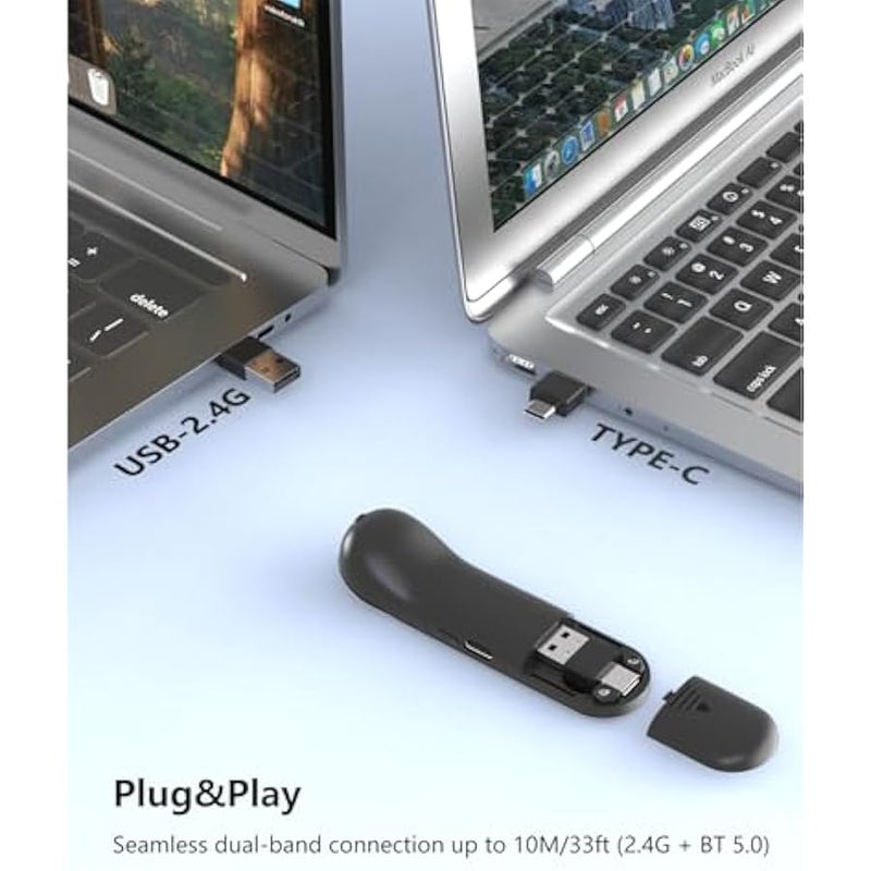 أنكوفو ماوس الهواء للكمبيوتر الشخصي / iOS / Android مع لوحة لمس عرض لاسلكي قابل لإعادة الشحن لمؤشر PPT بلوتوث 2.4G التحكم عن بعد لـ PowerPoint / Keynote / Tiktok / الكاميرا (أسود) - Image 3