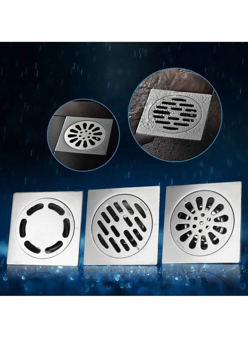 Excefore Stainless Steel Square Anti-odor Floor Drain, Anti-odor Anti-clogging Bathroom Floor Drain with Removable Strainer Cover, Anti-Clogging for Kitchen, Washroom, Garage Basement - Image 4