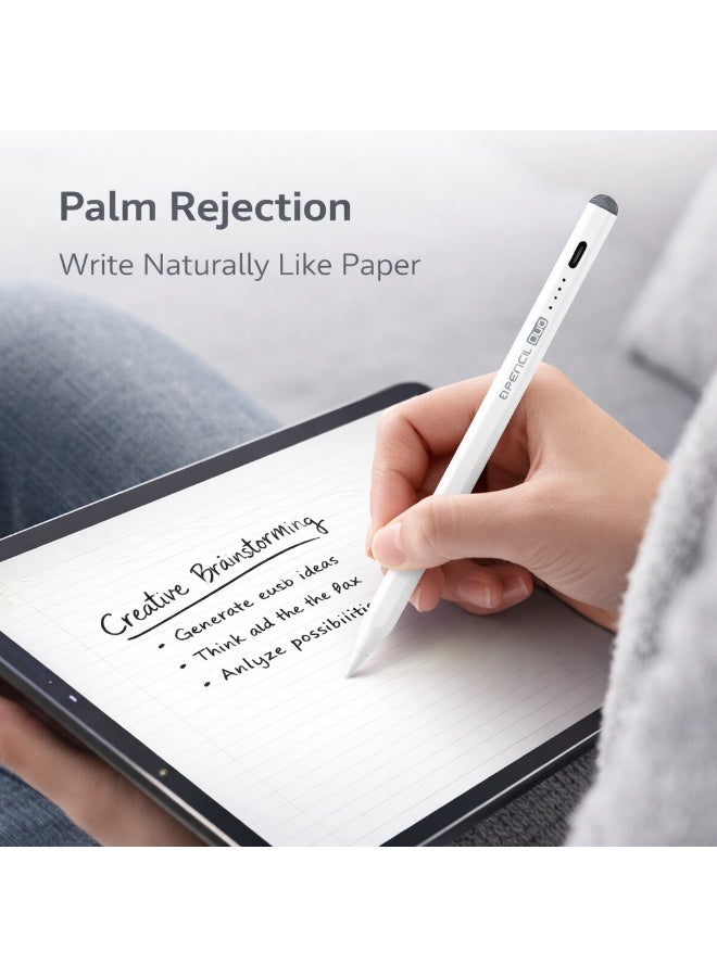 EONE Duo Smart Stylus for iPad, Fast USB-C Charging, Palm Rejection, Tilt Sensitivity, 11H Battery, Lightweight Aluminum Pencil for Drawing & Writing – White - Image 5