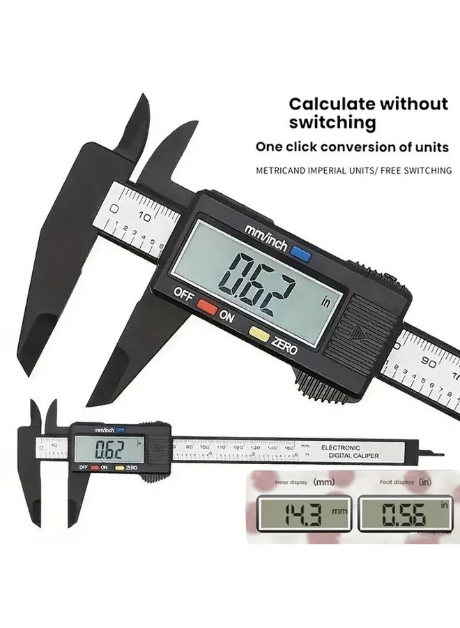 Black Digital Caliper 150mm with Tare Function and Dual Unit Conversion - Image 1