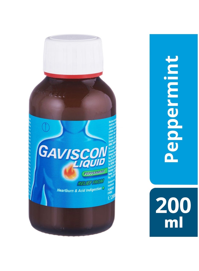 Gaviscon Peppermint Liquid 200ml - Fast Relief from Heartburn & Indigestion