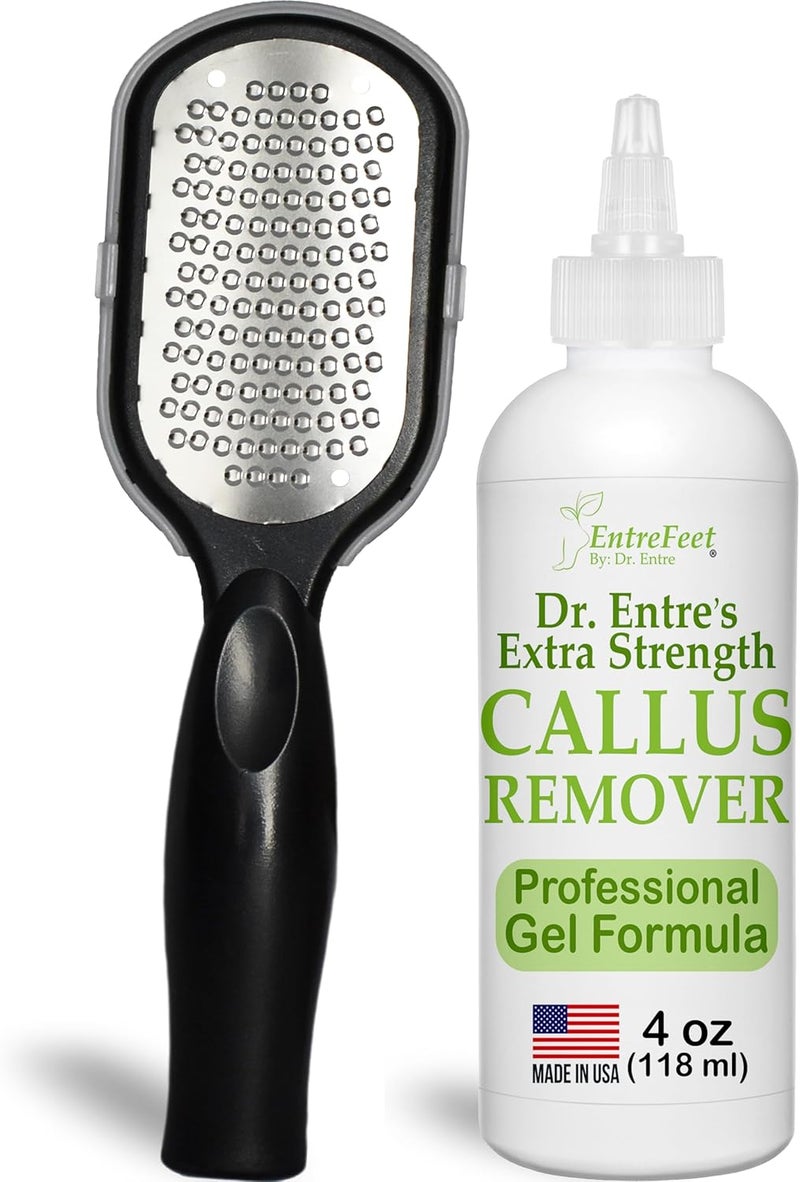 EntreFeet Dr. Entre's Callus Remover Gel & Foot File: Extra Strength Callus Remover for Feet, Foot Callus Remover Care, Pedicure Tools Supplies, Spa Kit, Dead Skin Scrubber, 4 oz