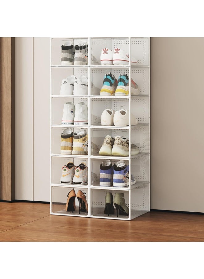 YOUWE7 Larger Shoe Storage Boxes Fit Size 11, Clear Plastic Stackable Shoe Organizer Sneaker Storage for Sneakerheads Shoe Containers,Toy Storage Bins for Entryway, Closet, Under Bed(12 Pack) (Black) - Image 2