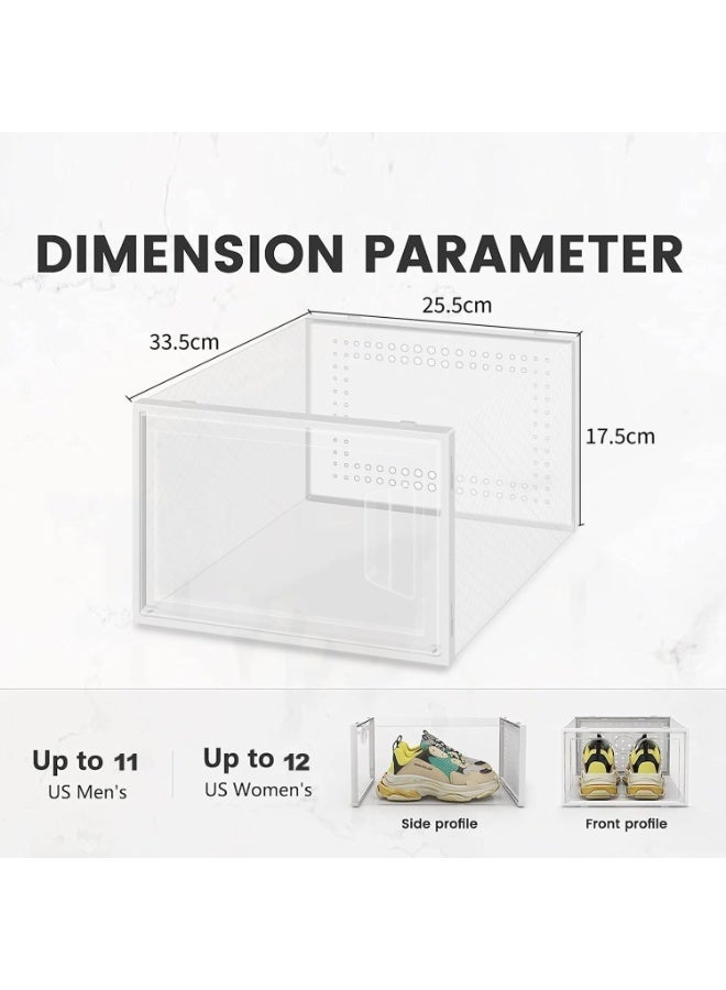 YOUWE7 Larger Shoe Storage Boxes Fit Size 11, Clear Plastic Stackable Shoe Organizer Sneaker Storage for Sneakerheads Shoe Containers,Toy Storage Bins for Entryway, Closet, Under Bed(12 Pack) (Black) - Image 3