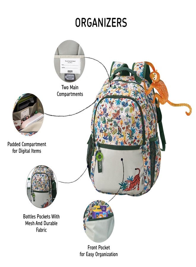 ZOOKEEPER School Bag for Boys & Girls 8-10 Years Lightweight, Water Resistant Kids Backpack for School & Travel Spacious, Durable, Premium YKK Zippers Comfortable Design (Green Jungle, 25L) - Image 3