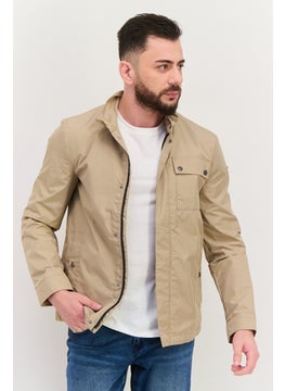 GEOX Men Brand Logo Windbreaker Jacket, Beige  - Image 1