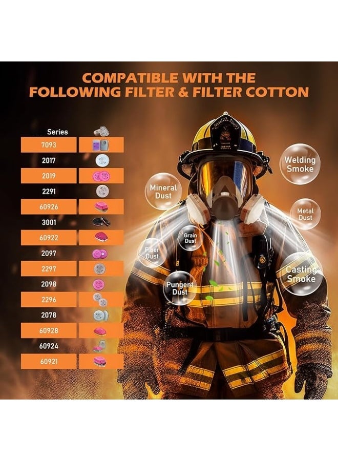 جهاز تنفس كامل الوجه قابل لإعادة الاستخدام، قناع واقٍ ضد الغازات السامة والأبخرة العضوية، قناع مضاد للضباب والغبار، مناسب لحماية العمل في الطلاء والتلميع الميكانيكي وقطع الأشجار واللحام وغيرها من العمليات. - Image 5