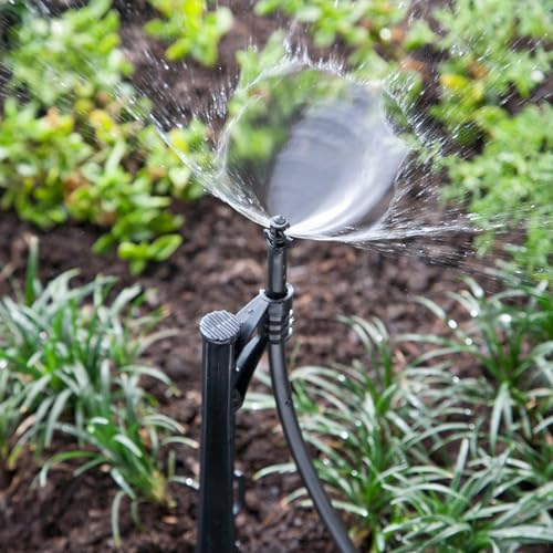 Raindrip P1050UB, Winged Jet Assembly, Half-Circle Pattern, Fan Spray, with 1/4-Inch Barbed Inlet on 13-Inch Stake with Adjustable Riser, Drip Irrigation Emitters for Gardening Systems, Black - Image 5