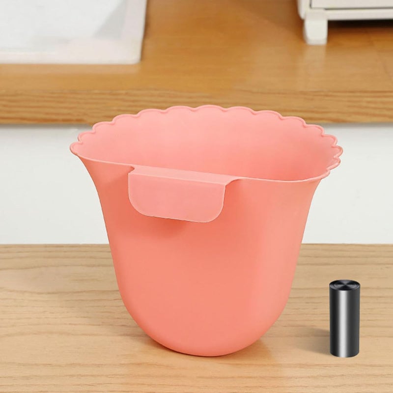 Wall-Mounted Flower Shape Kitchen Waste Bin 6pcs Small Hanging Trash Cans for Cupboard Door Home Cabinet Kitchen Compost Garbage Container Blue and Pink - Image 5