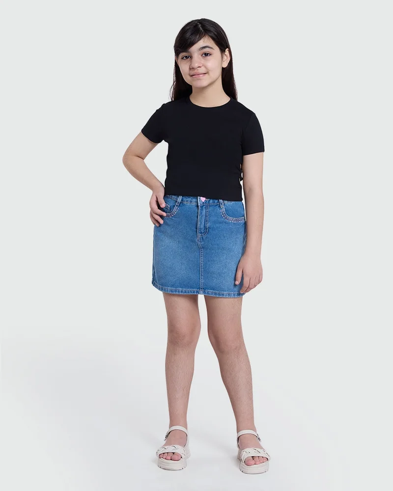 Ovs Girls’ Ribbed Tee In Black Beauty