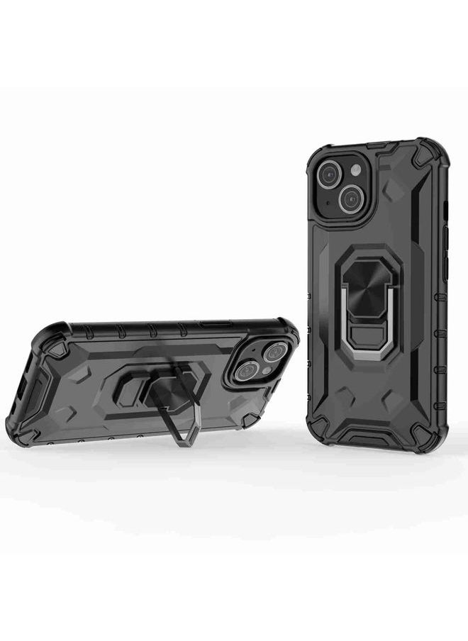HuHa Case Cover For iPhone 13 Ice Armor Series Ring Holder Phone Case Black 