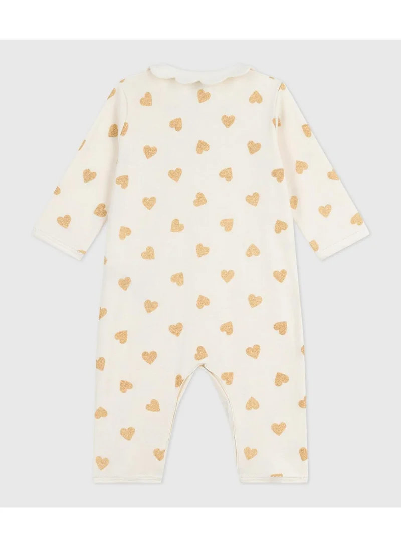 بيتي باتو بيجامة أطفال قطنية بطبعة قلب ذهبي بدون أقدام