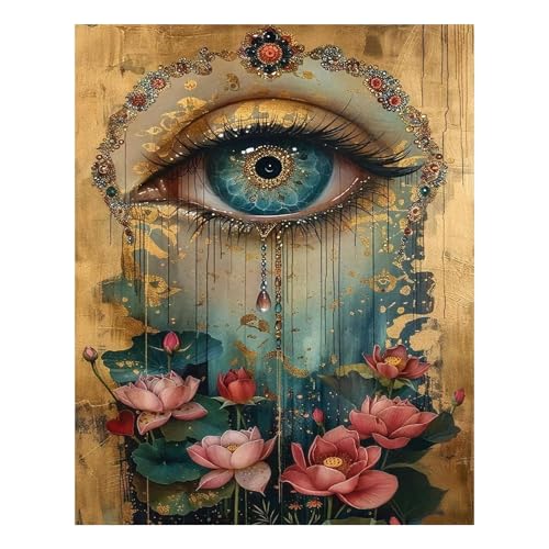 xcemhil Paint by Numbers Kit for Adults Eye, Paint by Number Eye and Lotus, Paint by Numbers Kits for Adults Beginner for Gift and Home Wall Decor 16x20 Inch - Image 1
