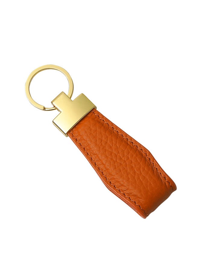 DiGallen Dijialun Top Layer Cowhide Car Keychain High-end Fashion Genuine Leather Key Chain Ring Aluminum Alloy Pendant Creative Men And Women Leather Keychain Rope Couple Keychain Hermes Orange - Image 5