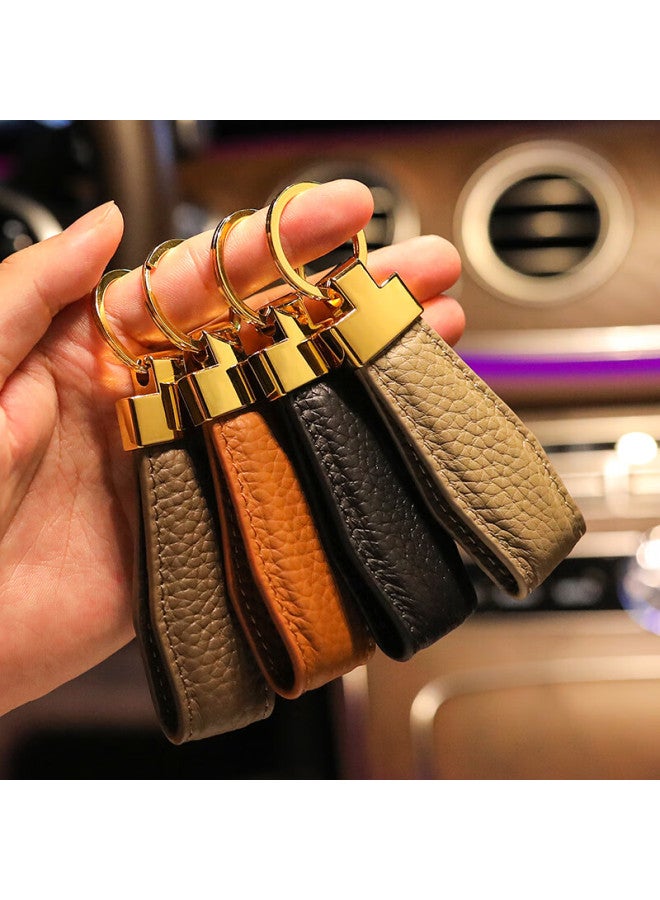 DiGallen Dijialun Top Layer Cowhide Car Keychain High-end Fashion Genuine Leather Key Chain Ring Aluminum Alloy Pendant Creative Men And Women Leather Keychain Rope Couple Keychain Hermes Orange - Image 2