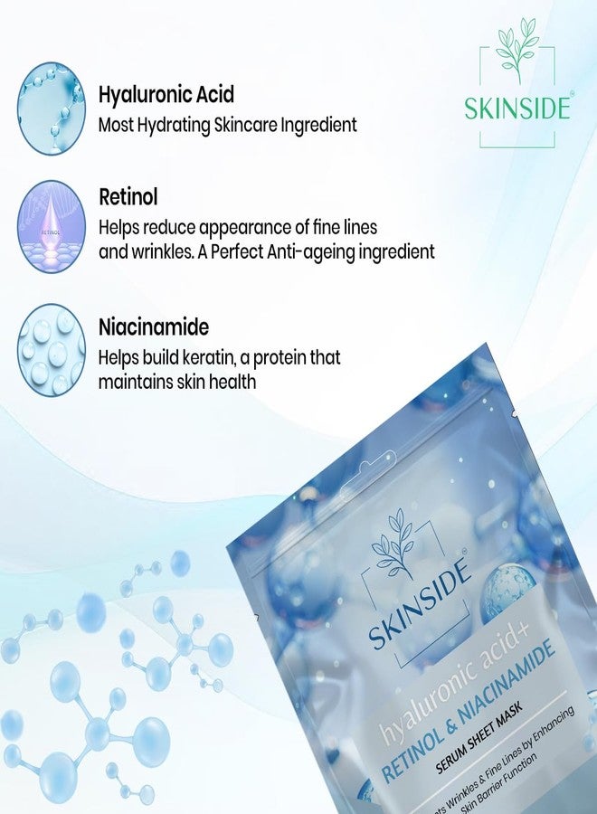 SkinSide Serum Sheet Mask for Glowing Skin with Hyaluronic Acid | Face Mask Sheets Combo for | Hydrating | Tan & Blackheads Removal | Instant Brightening | Pore Reduction | Fairness | Skin Tightening (2, Collagen & Berries | Retinol & Niacinamide) - Image 4