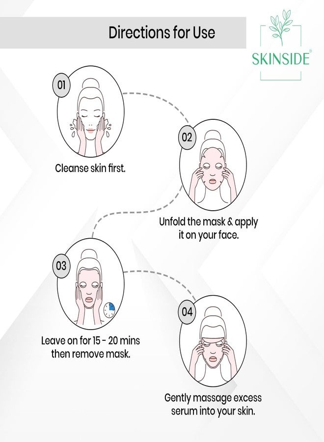 SkinSide Serum Sheet Mask for Glowing Skin with Hyaluronic Acid | Face Mask Sheets Combo for | Hydrating | Tan & Blackheads Removal | Instant Brightening | Pore Reduction | Fairness | Skin Tightening (2, Collagen & Berries | Retinol & Niacinamide) - Image 5