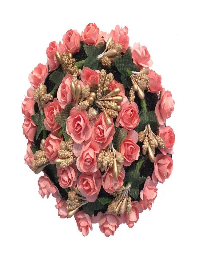VinshBond Peach color Full Gajra Bun Hair Flower Gajra Artificial flower gajra Hair Accessories, pack of 1