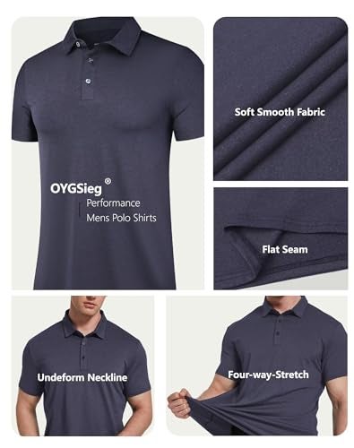 OYGSieg 6 Pack Mens Polo Shirts Performance Short Sleeve Golf Shirt Moisture Wicking Athletic Casual Collared T-Shirt SetB XL/02 - Image 3