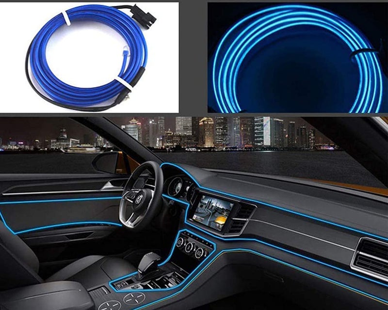 Selifaur - 5 Meter Car Dashboard Ice Blue EL Wire Car Interior Light Ambient Neon Light for All Cars - Image 2