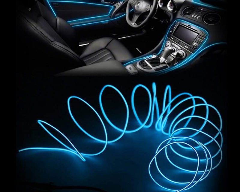 Selifaur - 5 Meter Car Dashboard Ice Blue EL Wire Car Interior Light Ambient Neon Light for All Cars - Image 1
