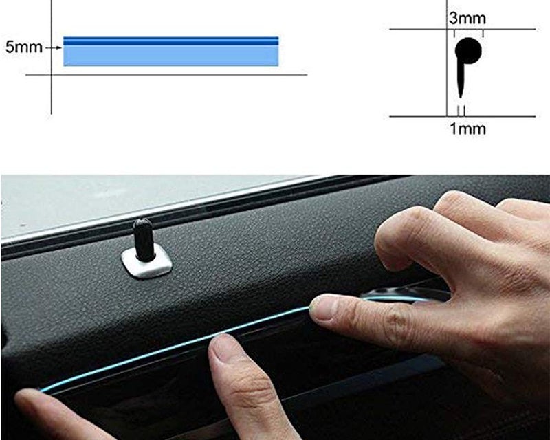 Selifaur - 5 Meter Car Dashboard Ice Blue EL Wire Car Interior Light Ambient Neon Light for All Cars - Image 3