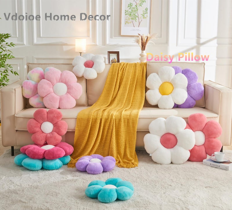 Vdoioe Pink Flower Pillowï¼ŒFlower Shaped Throw Pillow 15.7In Daisy Pillow Cushion Cute Flower Seating Cushion Home Decorative Pillows for Sofa Couch Bed - Image 3