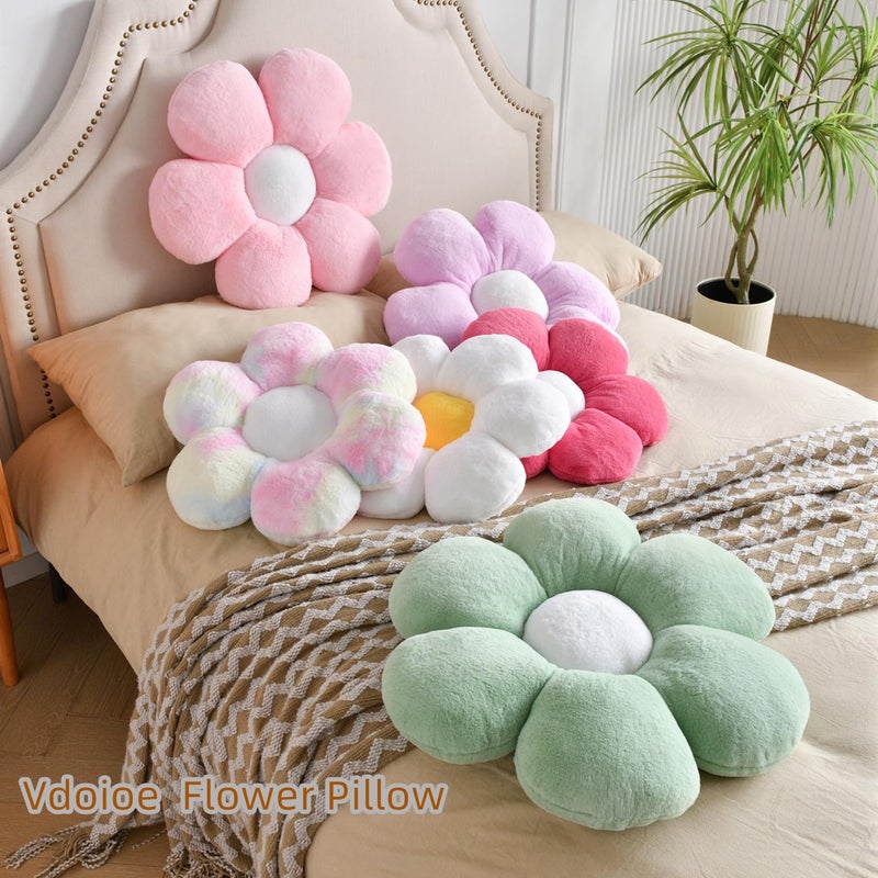 Vdoioe Pink Flower Pillowï¼ŒFlower Shaped Throw Pillow 15.7In Daisy Pillow Cushion Cute Flower Seating Cushion Home Decorative Pillows for Sofa Couch Bed - Image 4