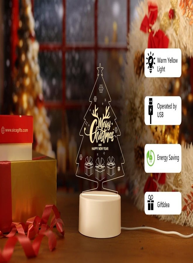 AICA Merry Christmas & Happy New Year LED Lamp | Christmas Tree Party Decoration Lights Item for Home & Office | Christmas Secrete Santa Gifts for Office Colleague Employee Friends Men Women - Image 3