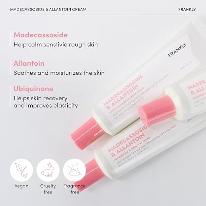 FRANKLY Madecassoside & Allantoin Cream - Moisturizing, Antioxidant, Cell Turnover | Evens Skin Texture & Tone, Anti-Aging | Allantoin, Ubiquinon | Korean Skin Care | 1.01 fl.oz - Image 3